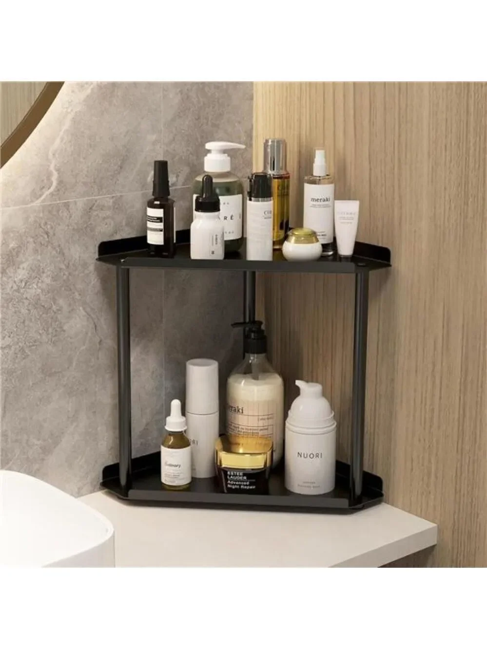 2 Tier Bathroom Counter Organizer Vanity Shelf Makeup Skincare Kitchen Storage B